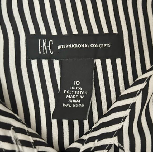 INC International Concepts Black/White Striped Button-Down Womens Size 10 - Picture 3 of 6